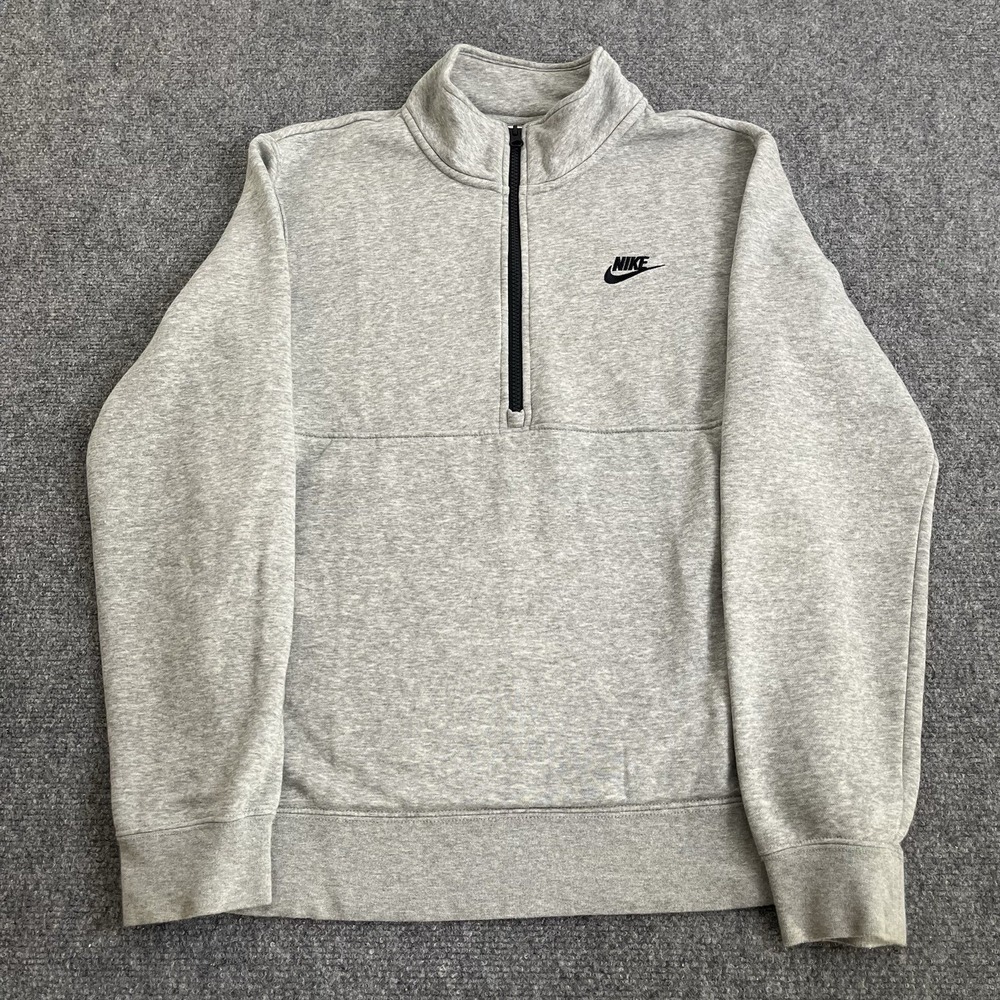 Nike Mens Small Sportswear Club Fleece 1/2 Zip Pullover Gray‎ Athletic Gym